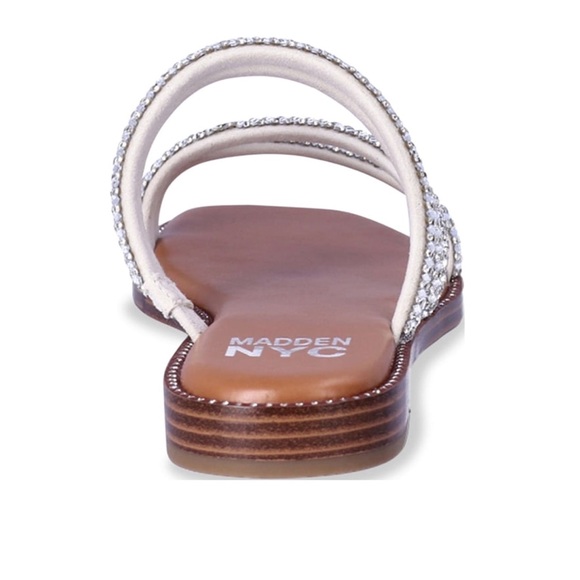 Madden NYC Women's Strappy Bling Flat Sandals Sz:91/2 silver Stone - Picture 3 of 5
